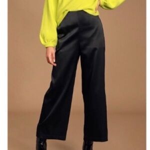 Joie Wide-Leg Sateen Crop Pants Party Chic Holiday Workwear Office Minimalist